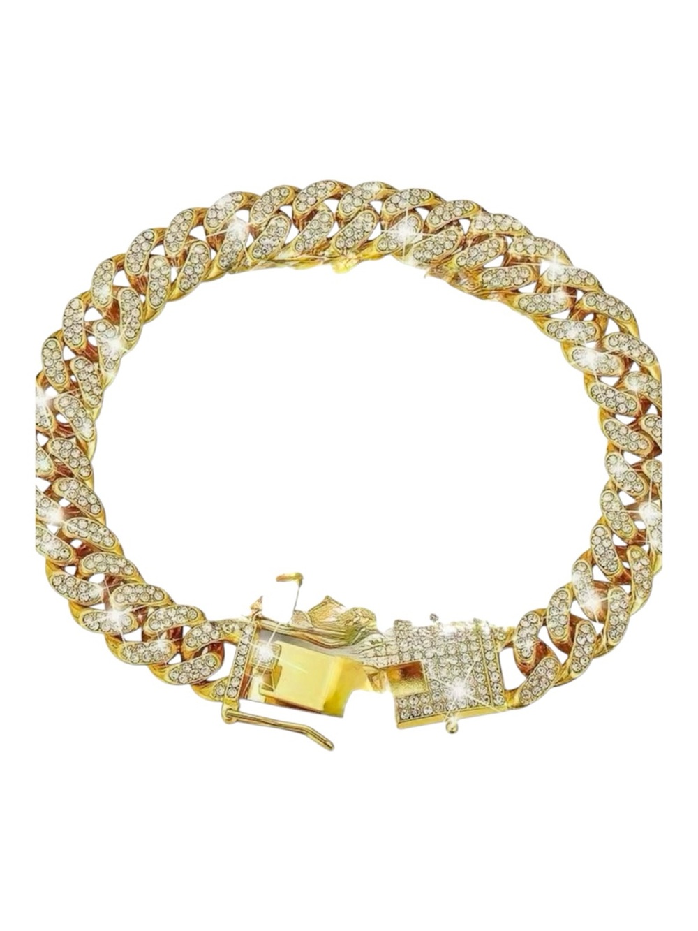 NWOT Gold Paved Cuban Link Dog Collar - Fashion Pet Jewelry 10โ